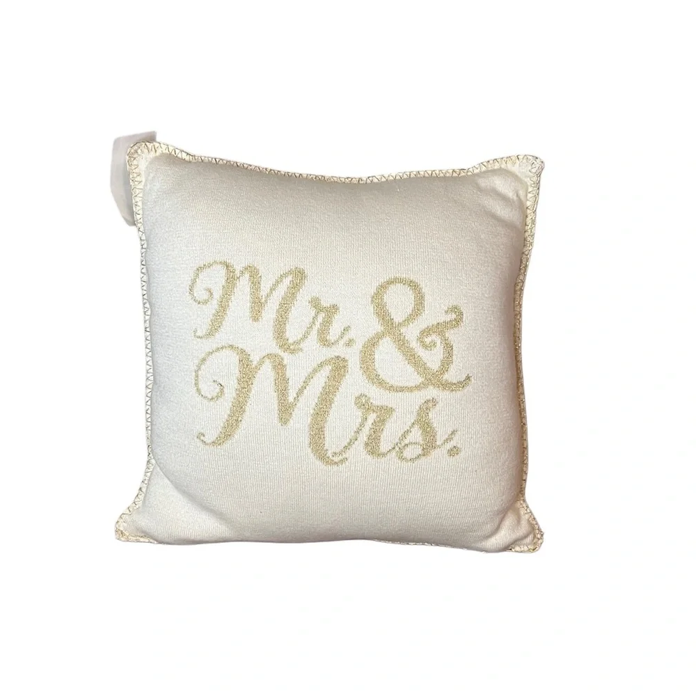 Elegant Mr. & Mrs. Pillow - Cream and Gold